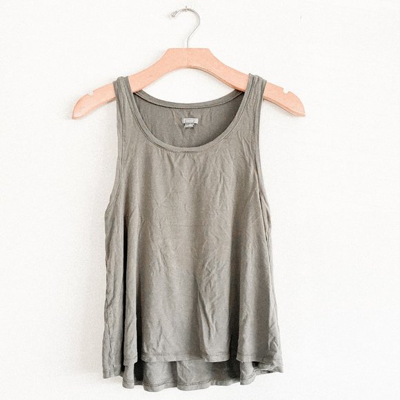 Aerie AEO Army Green Flowy Tank Top Shirt - Picture 1 of 4